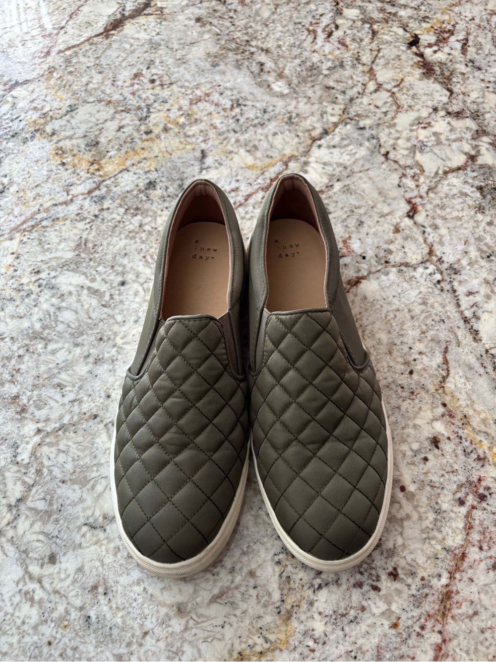 a new day Olive Quilted Slip-On Sneakers